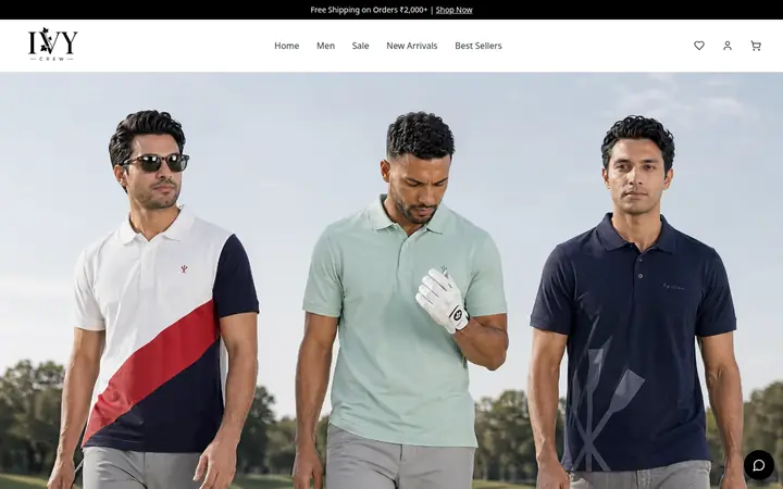 The Ivy Crew store home page, designed and built by the studio